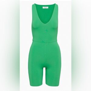 Babaton Green Contour V-Neck Romper